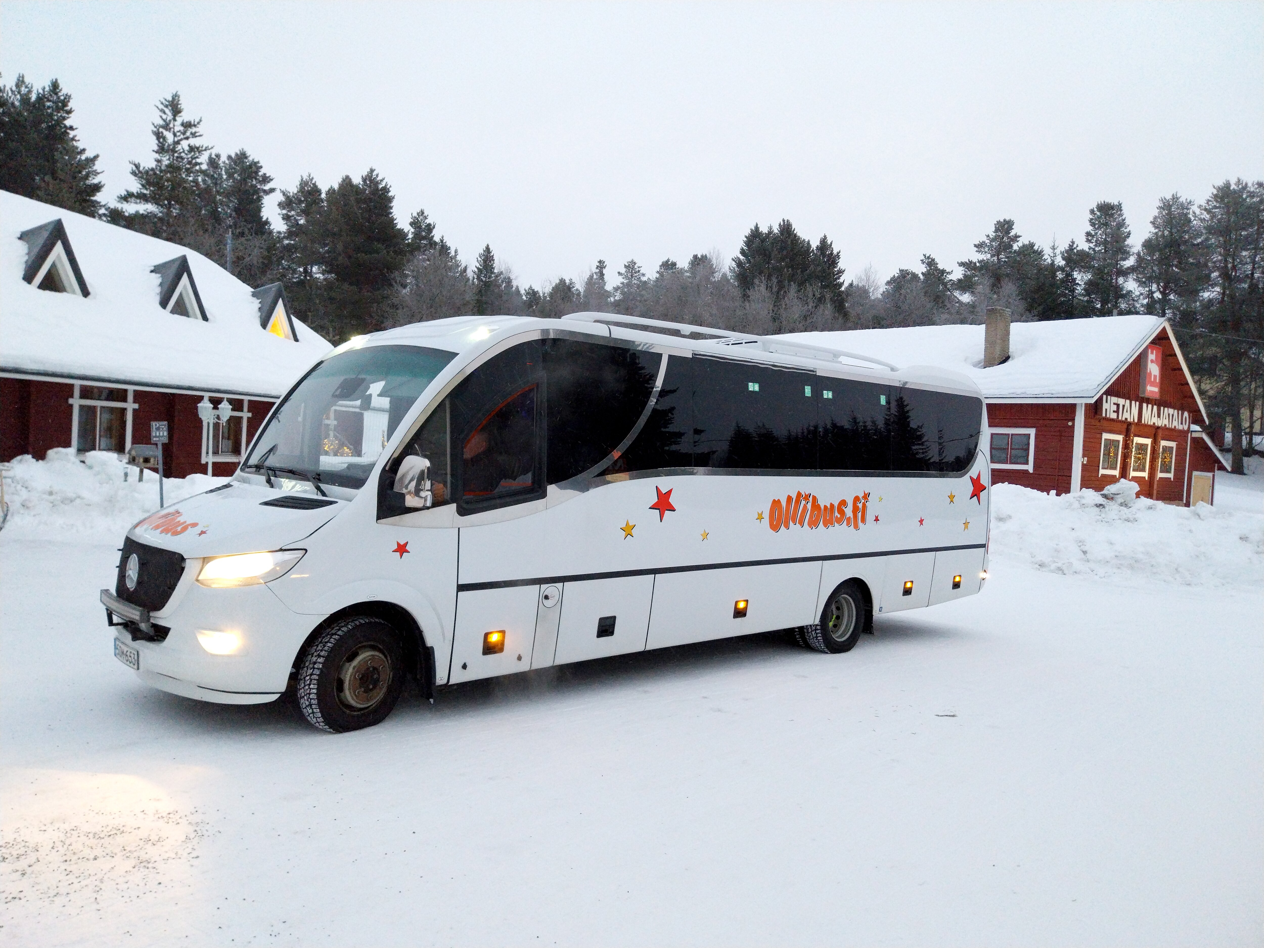 A motorcoach at a resort in Finland